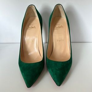Christian Louboutin green suede 37